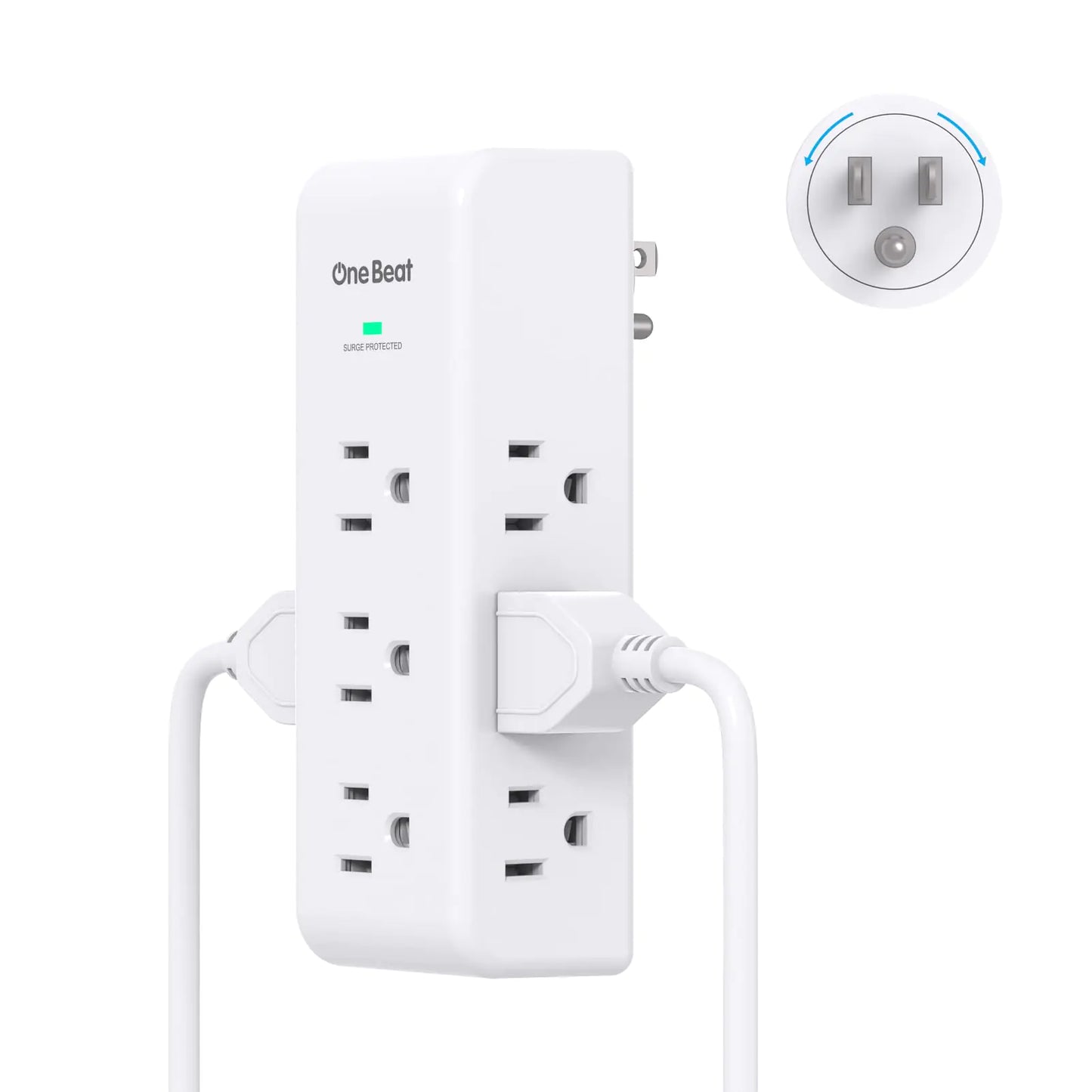 Surge Protector Outlet Extender with Rotating Plug 9 AC Multi Plug Wall Outlet Expander 1800J Wall Charger 3-Sided Power Strip Electrical Plug Adapter Outlet Splitter for Home Office College Dorm